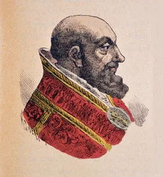 Porträt von Papst Innozenz X. (Innocenzo, Innocentius oder Giovanni Battista Pamphili) (1644-1655), 1898 (Radierung mit späterer Kolorierung)